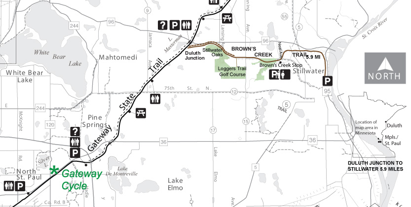 Map of Gateway State and Brown's Creek Trails