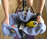 "A towel holds ride goodies and keeps you dry!"