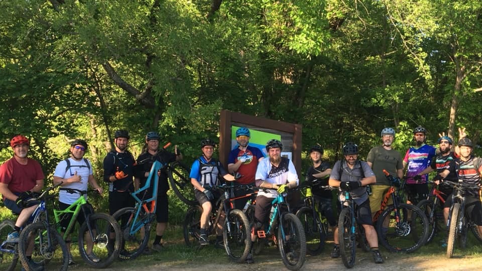 group of mountain bikers