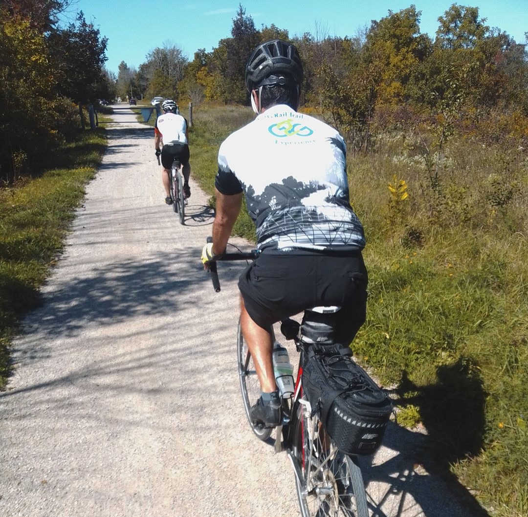 Guelph to Goderich Cycling Club riding the G2G rail trail near Guelph, Ontario