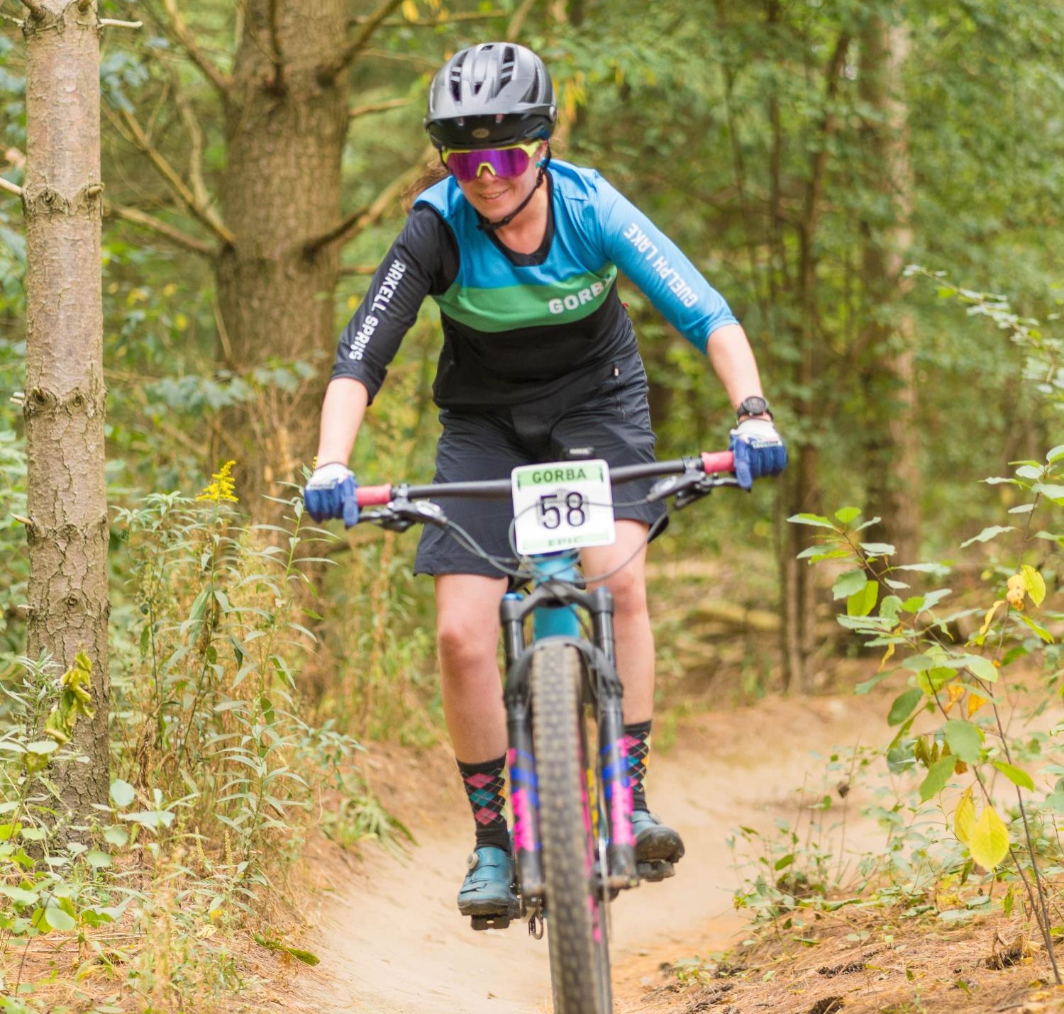 GORBA members mountain biking through the forests near Guelph, Ontario
