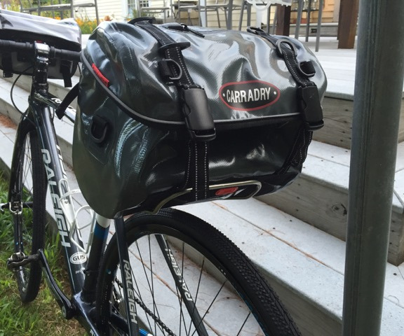 A saddlebag mounted on a bicycle