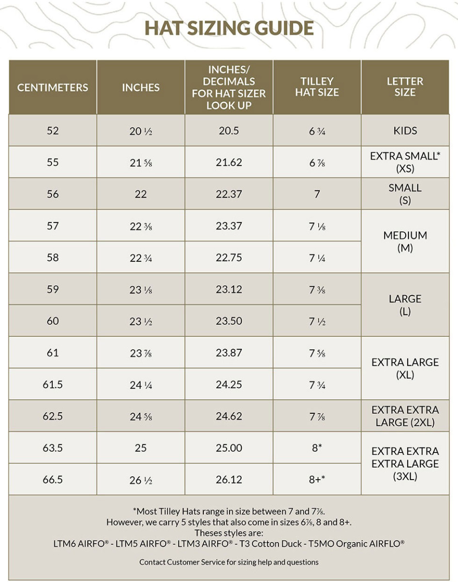 tilley sizing