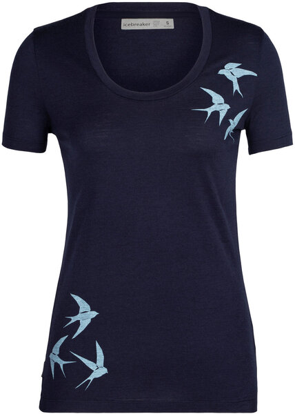 Icebreaker Merino Tech Lite II Scoop Swarming Shapes T-Shirt - Women's Color: Midnight Navy