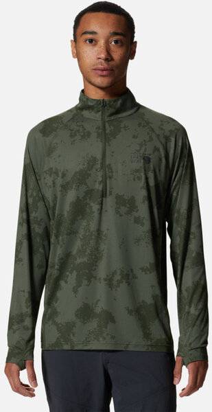 Mountain Hardwear Crater Lake 1/2 Zip Shirt - Men's Color: Surplus Green Scatter Dye Print