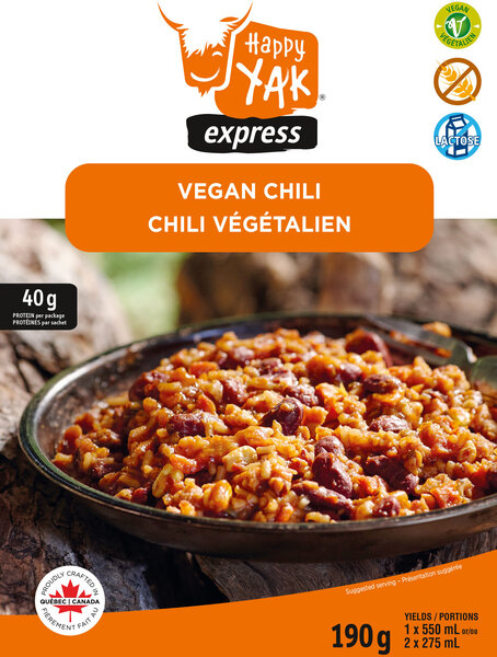 Happy Yak Vegan Chili (Vegetarian, Gluten Free, Lactose Free) 