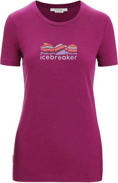 Icebreaker Tech Lite II Short Sleeve Mountain Geology - Women's Color: Go Berry