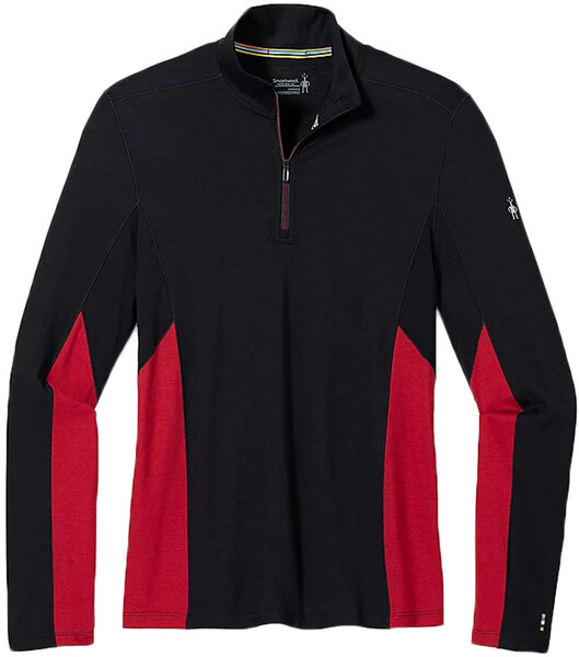 Smartwool Merino Sport 150 Long Sleeve 1/4 Zip - Men's Color: Black-Rhythmic Red