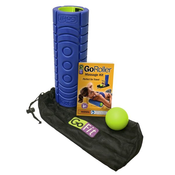 GoFit Travel Roller 4"X12" w/Trigger Point Ball/Carrybag/Manual 