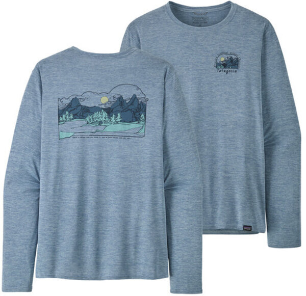 Patagonia Capilene Cool Daily Graphic Shirt - Long Sleeve - Men's Color: Lost And Found: Steam Blue X-Dye