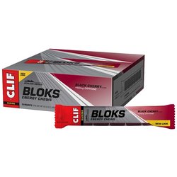 Clif Bloks Energy Chews - Black Cherry - Box of 18 Packs (6 x 10g chews per pack)