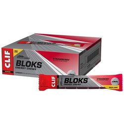 Clif Bloks Energy Chews - Strawberry - Box of 18 Packs (6 x 10g chews per pack)