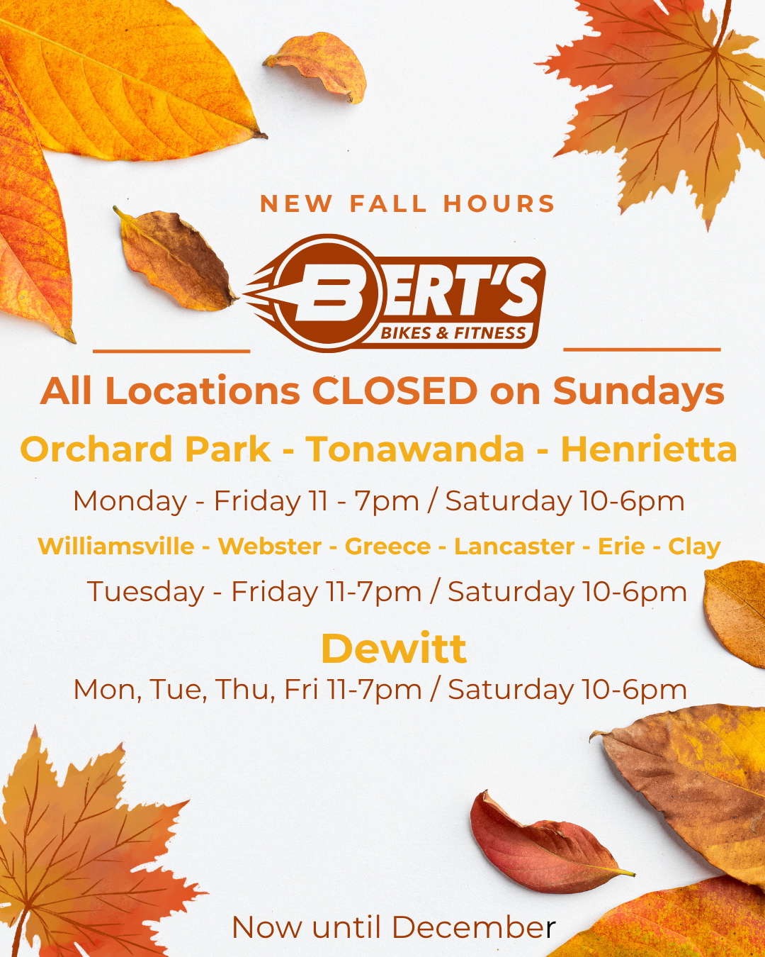New Fall Hours