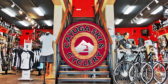Inside Cayuga Ski and Cyclery Shop Bikes 