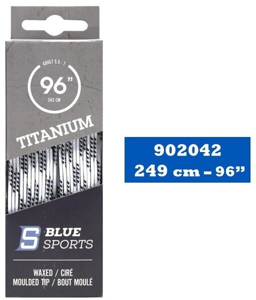 Blue Sports Titanium Waxed Hockey Skate Laces - White