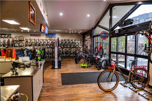 Bikes and gear for sale in Ogden right when you walk in the door.