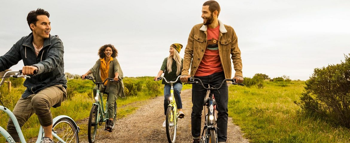 Image of a group of people riding bikes together