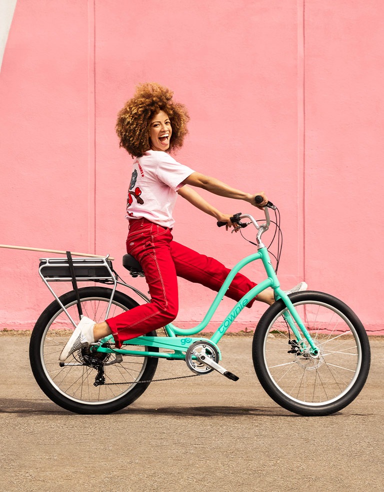 woman on electra townie