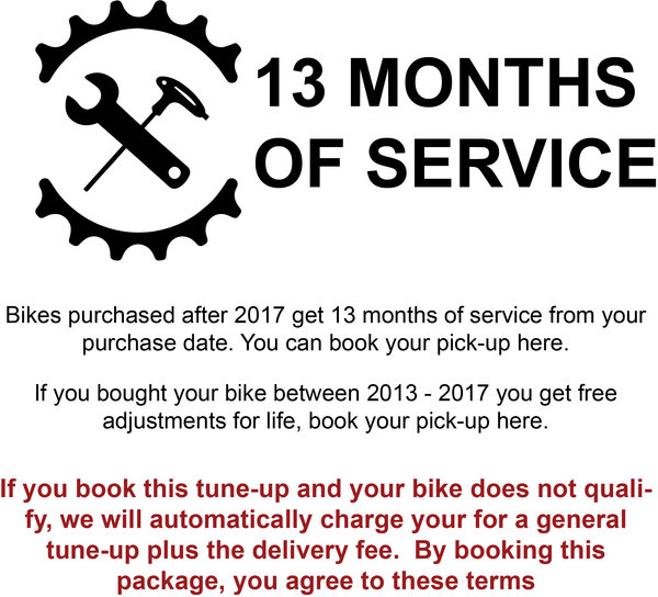 Danny's Cycles Customer Tune-up (covers new bikes for 13 months)