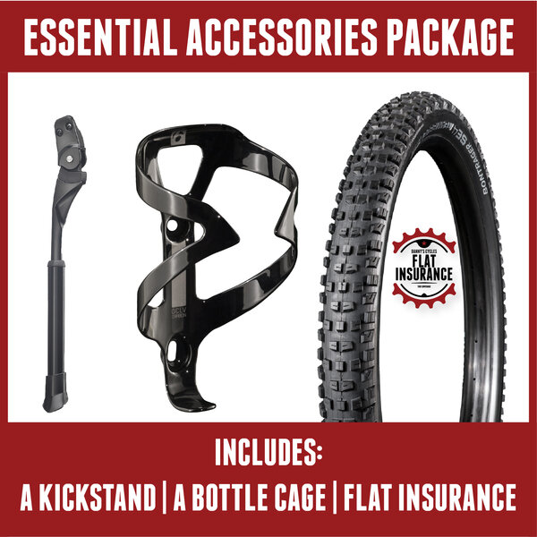 Danny's Cycles Essential Accessories Package (kickstand, bottle cage, flat insurance)