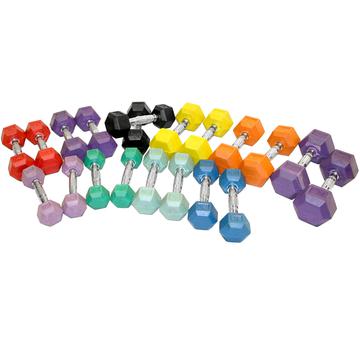 Element Fitness Colored Rubber Hex Dumbbells 