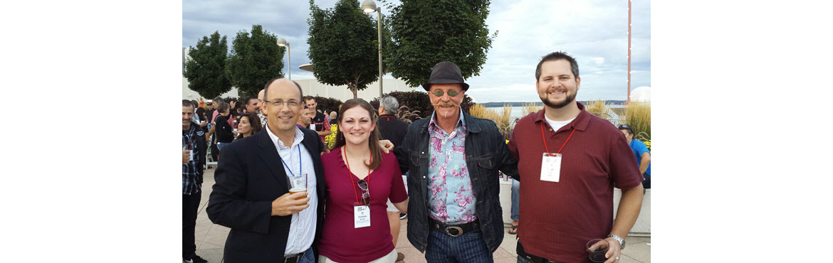 Melinda and Tyler Bickel with Gary Fisher and Andy Clarke, President of League of American Bicyclists