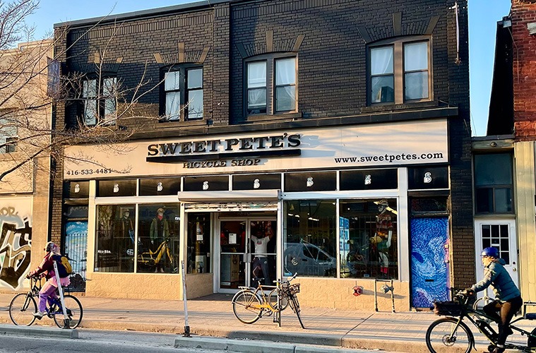 Sweet Pete's Toronto bike shop storefront on Bloor St W