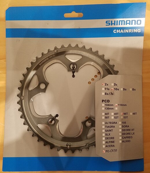 Shimano DEAL Shimano Cyclocross CX70 10 Speed Chainring 110 BCD 46T