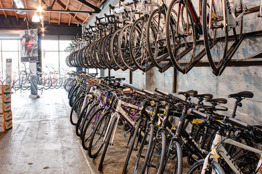 bikes in display rack