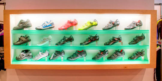 cycling shoes on display
