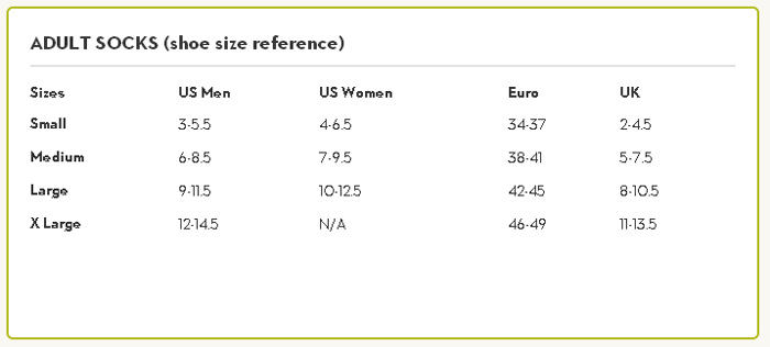 Smart Wool Sock Size Chart