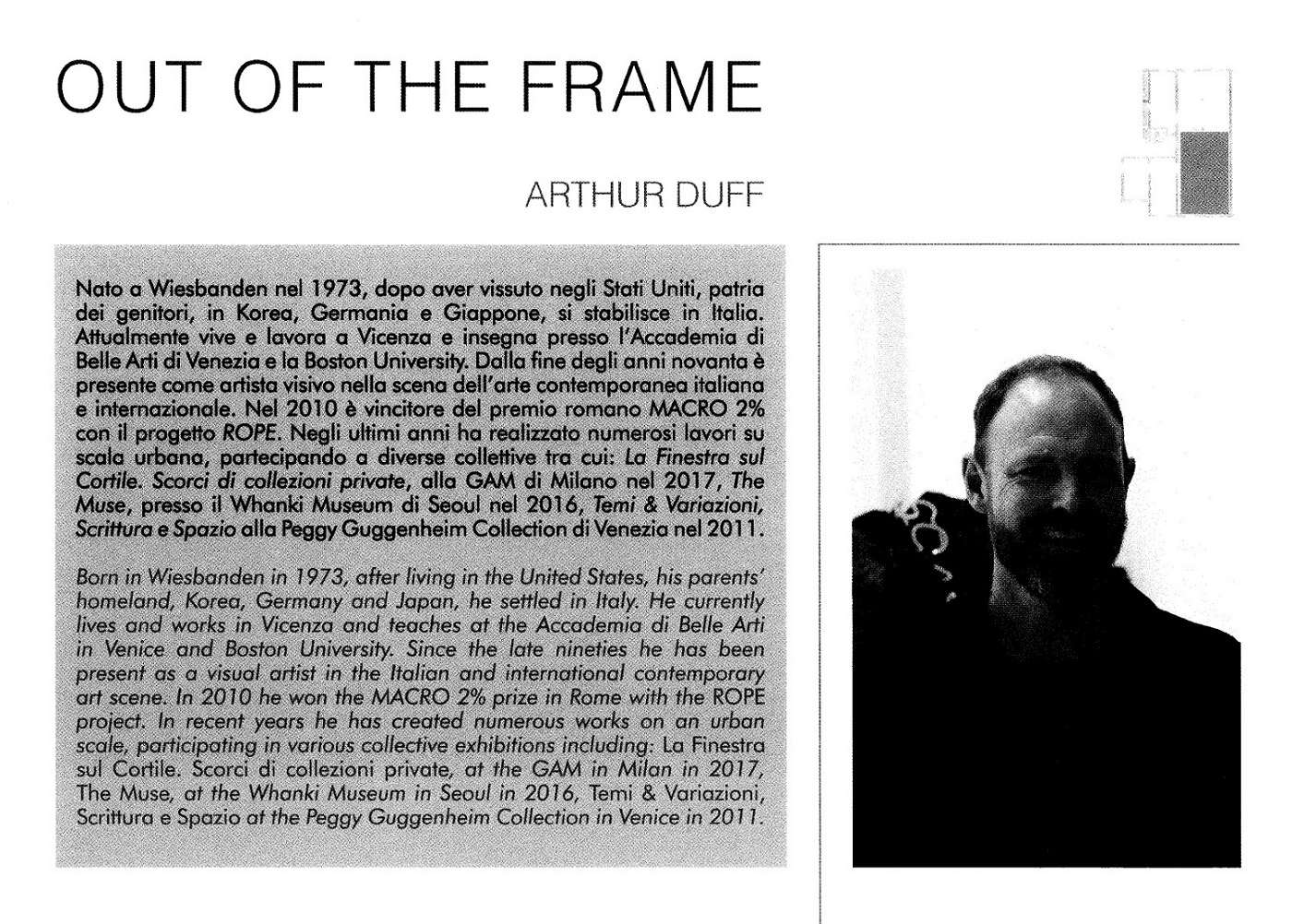 Arthur Duff Biography page 1