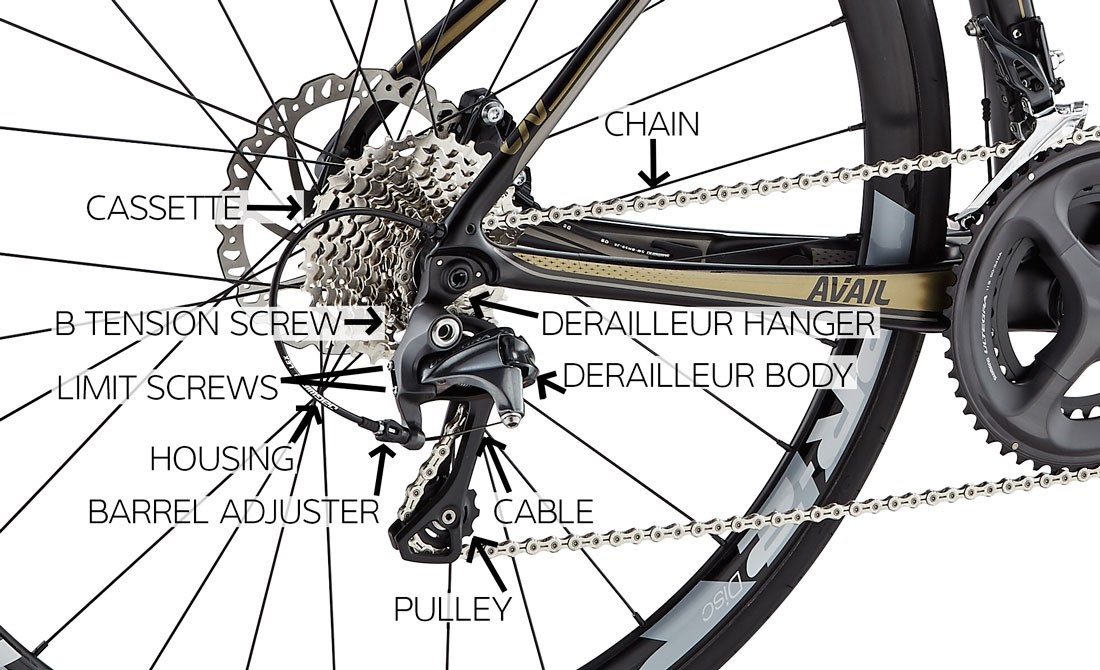 Parts of a bicycle drive train