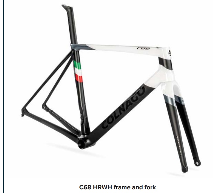 The Colnago C68 frame and fork in the HRWH color scheme