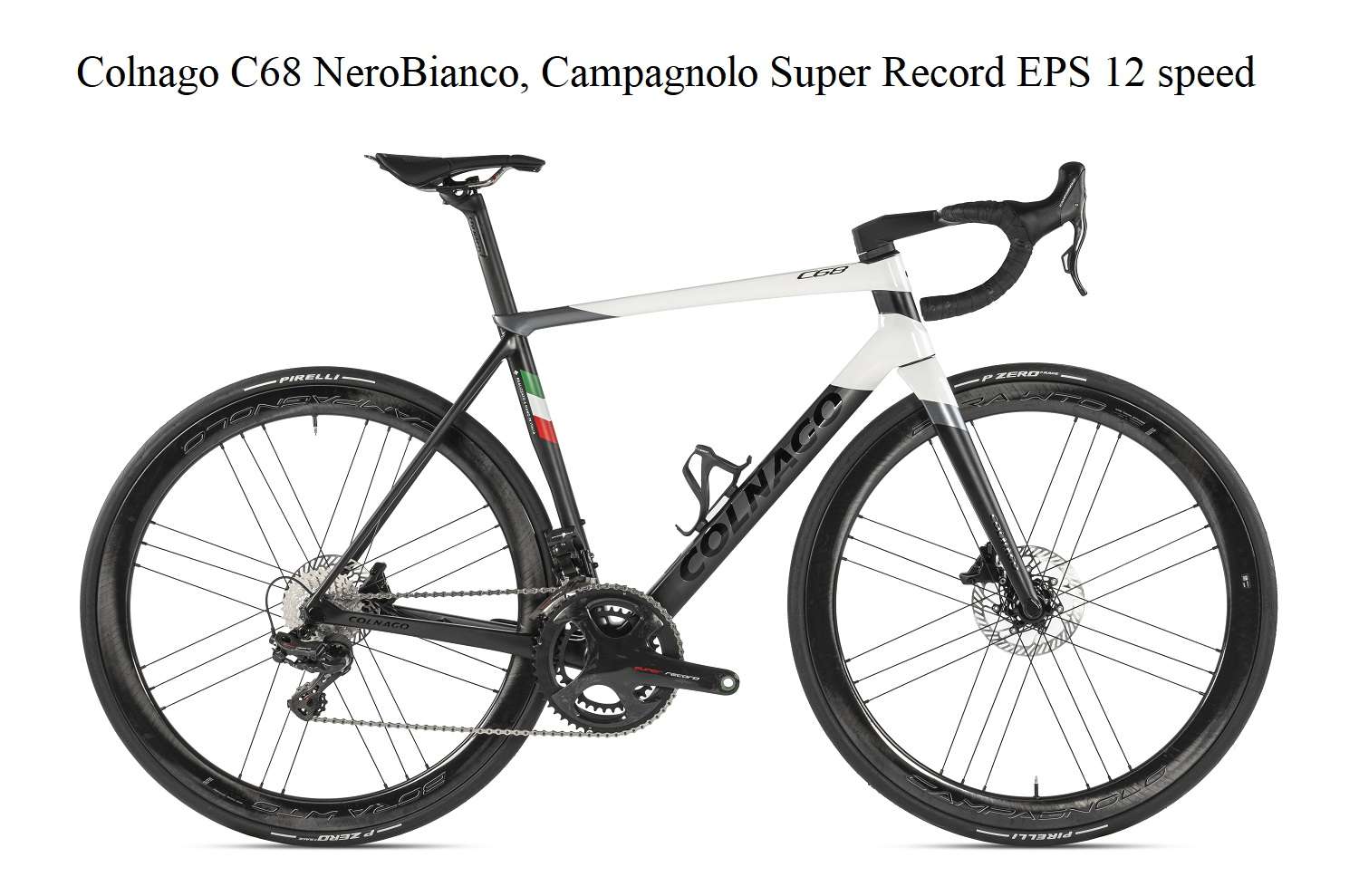 The new Colnago C68 in the HRWH color built with Campagnolo Super Record EPS disc and Bora WTO Ultra wheels