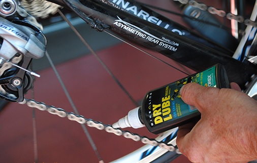 Carefully apply an appropriate lube to your chain: