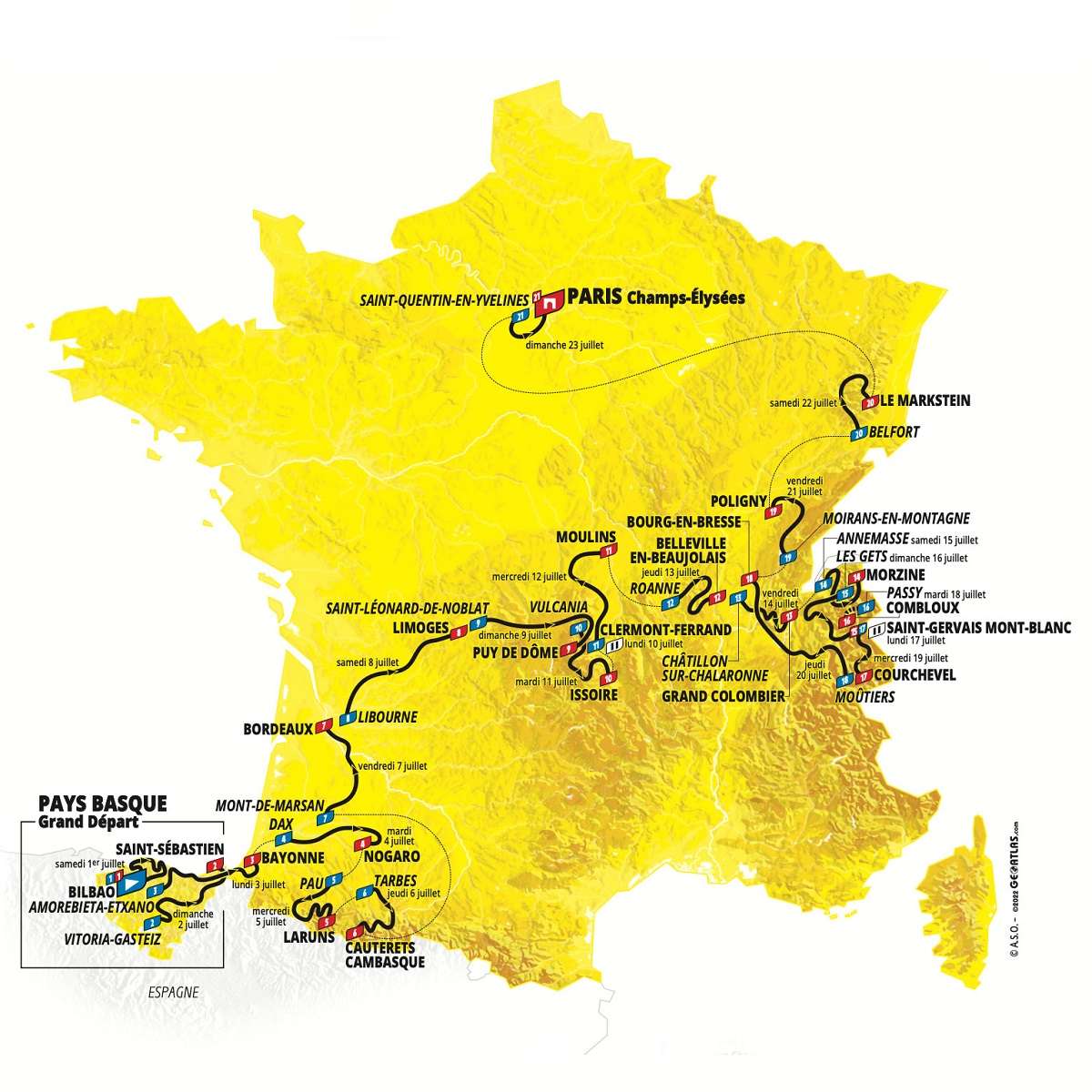 2023 Tour de France Route Map
