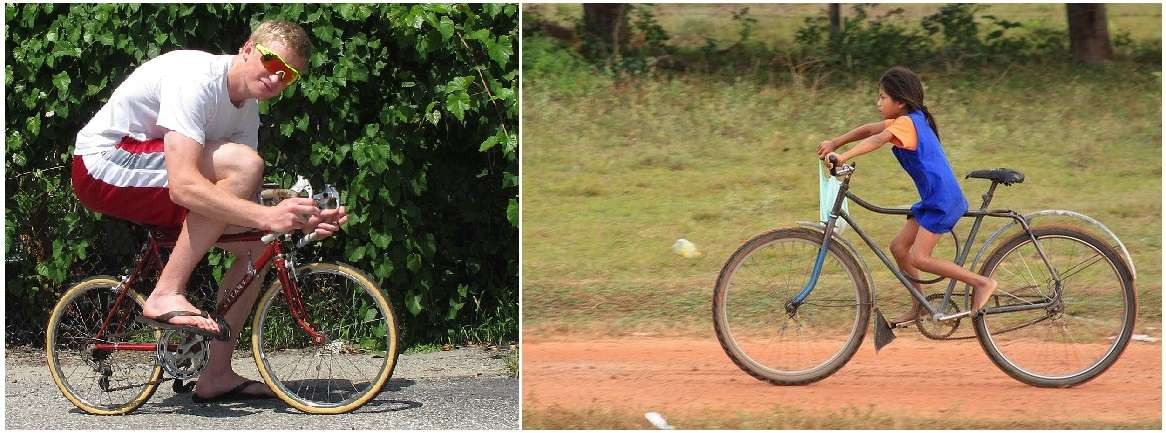The wrong sized bicycle can be uncomfortable as well as looking pretty silly