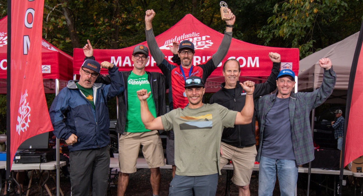 bike race winners on the podium