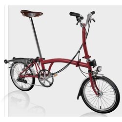 Brompton C Line Explore House Red High Bar with Rack and fenders (H6L