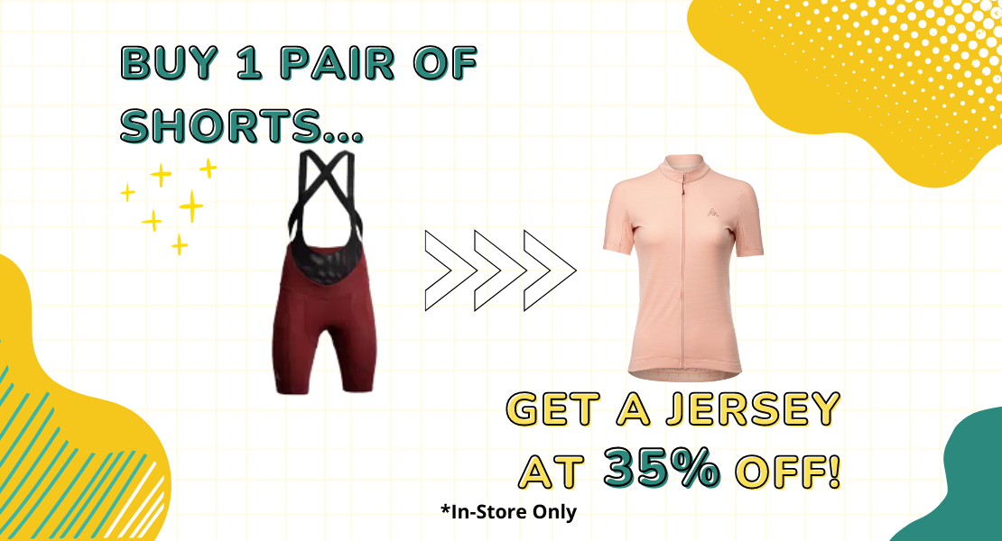 Buy one pair of shorts... get a jersey at 35% off! In-store only