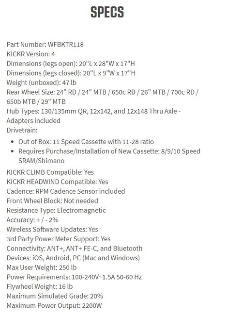 Wahoo Fitness KICKR Power Trainer with Sram XD/XDR Freehub Body