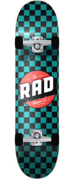 Rad Board Co. Checker Complete Skateboard 7.25 Black/Teal