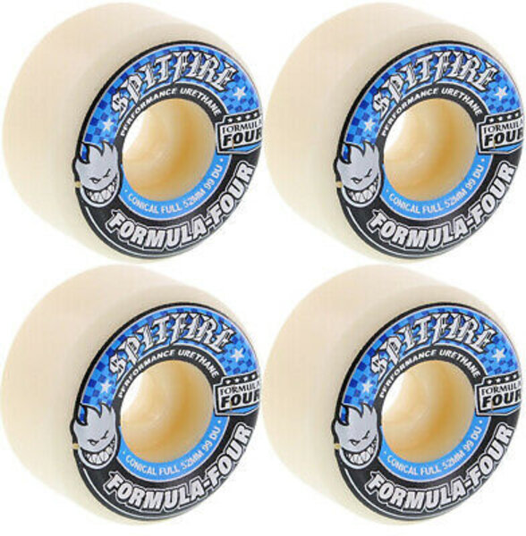 Spitfire F4 Conical Full Wheels White/Blue 99A 53mm