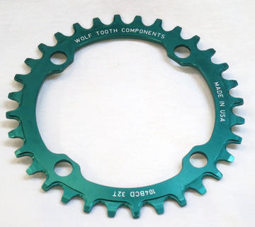 Wolf Tooth green anodized 104 bcd chainrings