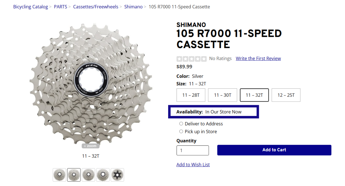 Example of Availability: In Our Store Now