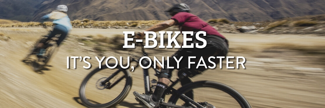 People riding mountain eBikes