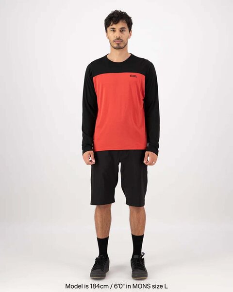 Mons Royale Diversion Merino Bike Jersey Long Sleeve Color: Cranberry / Black