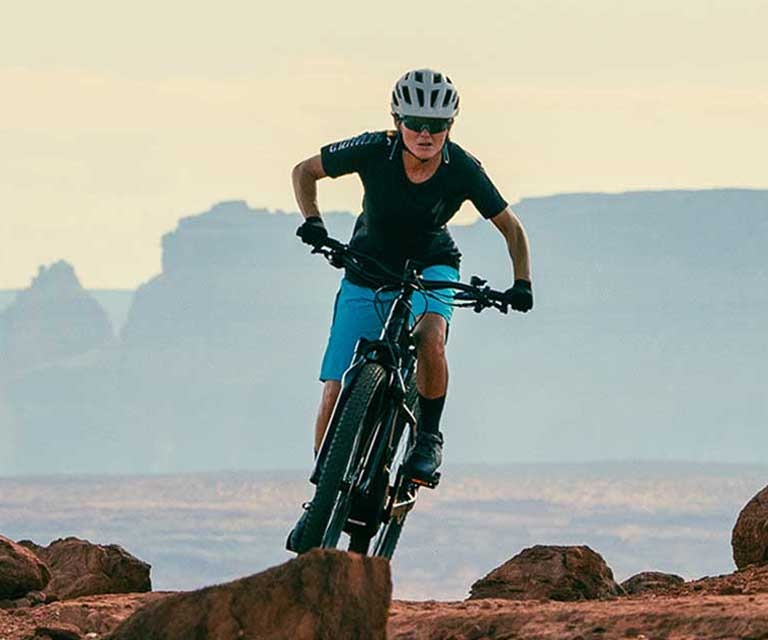Person getting air on a mountain bike