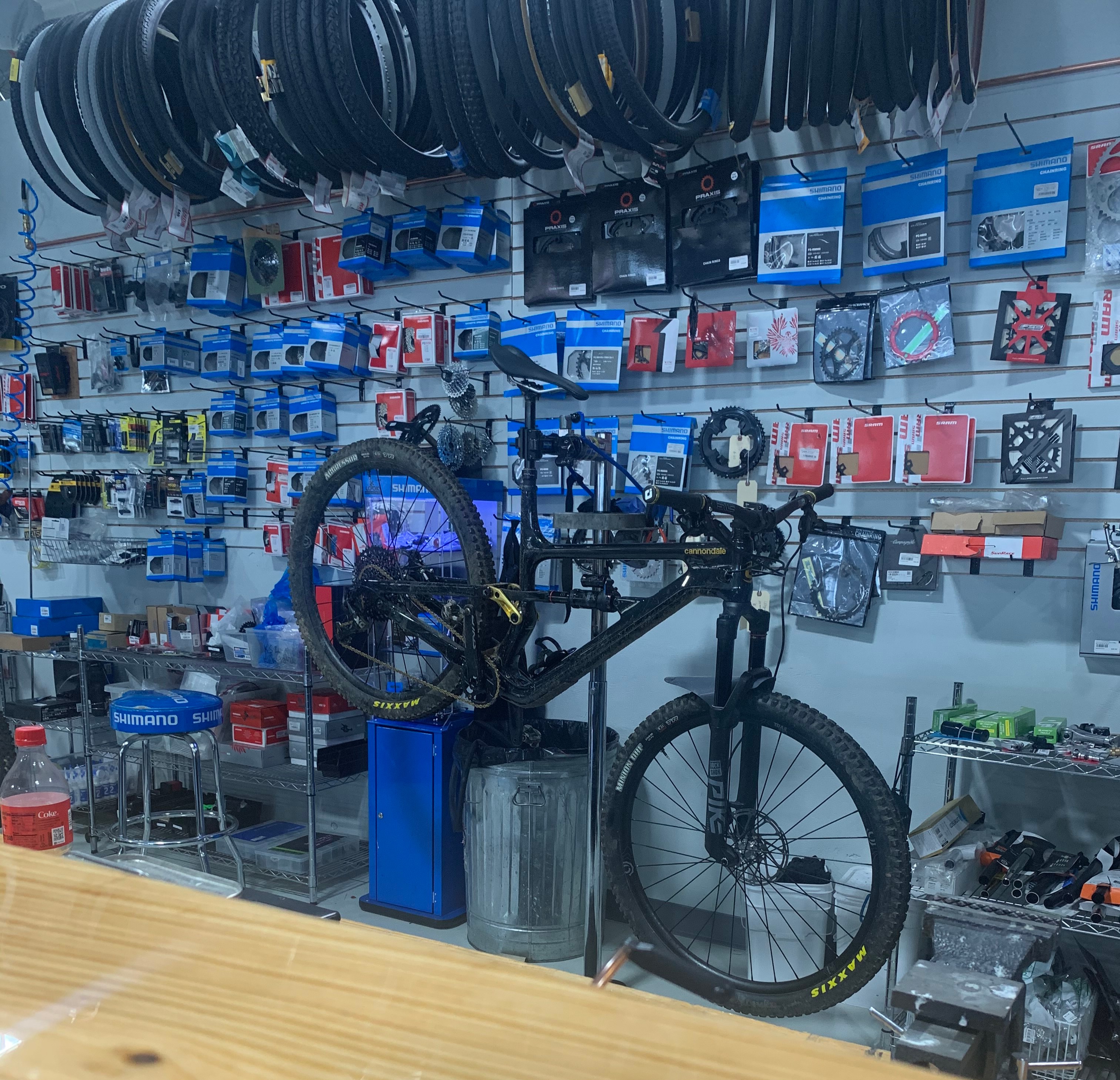 Our service department handles everything from flat tires to custom bicycle builds!